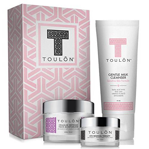 TOULON Skin Care Gift Set for Women: Anti Aging Beauty Sets for Woman Gifts Mother’s Day Kit Present Gentle Milk Face Cleanser, Antioxidant Day Cream for Face & Eye Cream