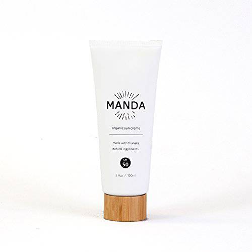 MANDA - Natural Sunscreen - Organic Mineral Sunscreen with Broad Spectrum Protection - Zinc Oxide, SPF 50 - Long Lasting Sun Block for Face and Body - Reef Safe - 3.4oz