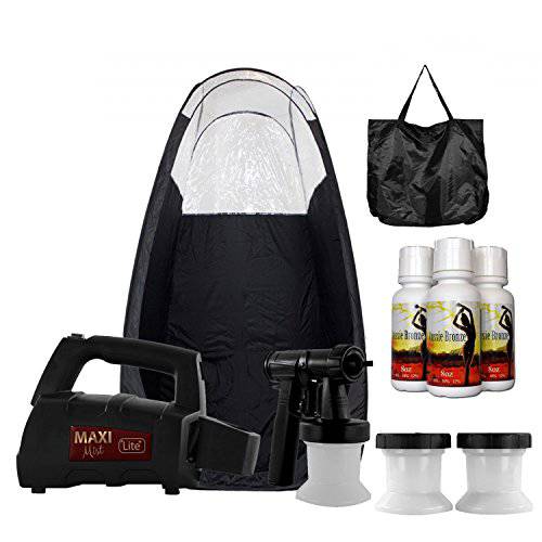 MaxiMist Lite Plus Sunless Spray Tanning KIT Tent Machine HVLP Airbrush Tan Maximist BLK