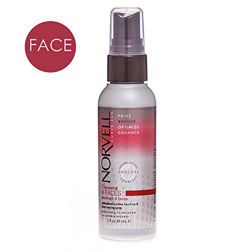 Norvell Sunless Self-Tanning Mist for Face & Touch-up Spray - Non Comedogenic Bronzer for Natural Sun-Kissed Glow, 2 fl.oz.