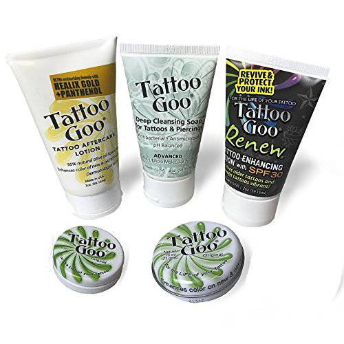 Tattoo Goo Aftercare Kit Includes Soap, New formula, Tattoo Goo, Lotion, Renew Lotion