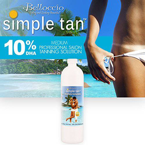 Belloccio Simple Tan Pint Bottle of Professional Salon Sunless Tanning Solution with 10% DHA Medium