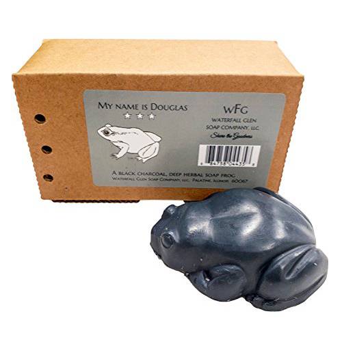 WFG WATERFALL GLEN SOAP COMPANY, LLC, Douglas - Herbal and charcoal, vegan, natural bath frog soap with shea butter 3.5oz
