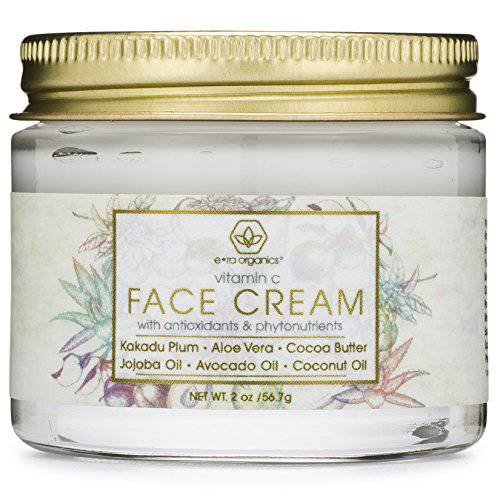 Era Organics Vitamin C Face Cream - Super Revitalizing Hyaluronic Acid Vitamin C Moisturizer For Face & Neck, Face Brightening Cream With Kakadu Plum, Jojoba Oil, Vitamin E For Wrinkles, Fine Lines