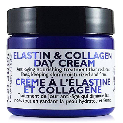Carapex Elastin & Collagen Anti Aging Face Cream with Shea Butter & Vitamin E, Anti-Wrinkle Firming Day Cream for Dry to Combination Skin, Fragrance Free 2oz