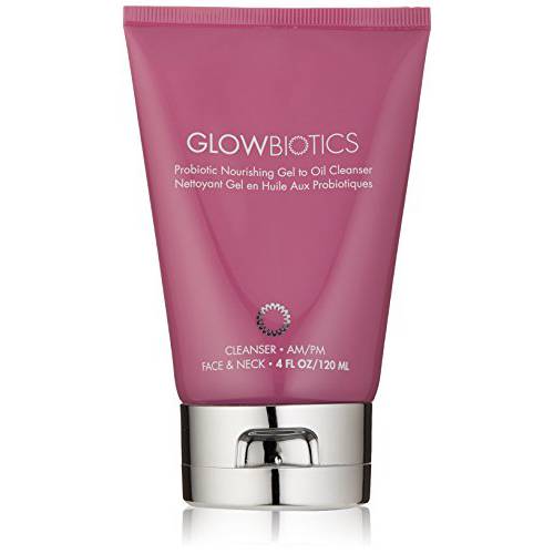 Glowbiotics MD Probiotic Nourishing Gel to Oil Cleanser Makeup Remover - For Dry, Normal, and Sensitive Skin - Made in the USA, Basic, 4 Fl Oz