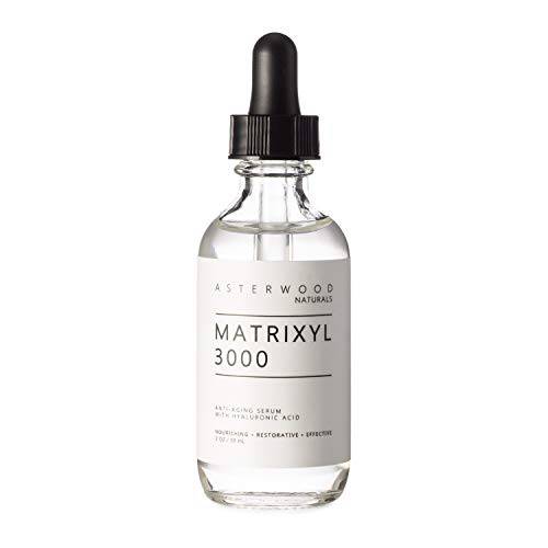 MATRIXYL 3000 2 oz Serum with Organic Hyaluronic Acid, Official Sederma Matrixyl 3000, Anti Aging, Anti Wrinkle, Collagen Boost ASTERWOOD Clear Glass Bottle