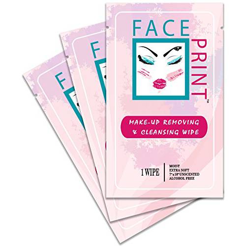 Face Print - Body Wipe Company - Premium makeup removing wipes - Facial cleansing on the go towelettes - 10 Individual Packs