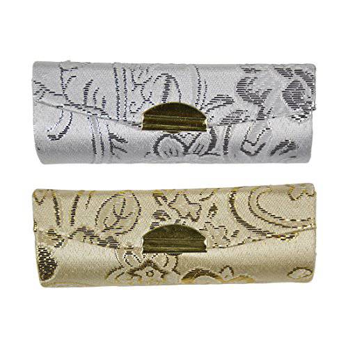 Lipstick Case with Elegant Paisley Design - Set of 2 - Gold & Silver