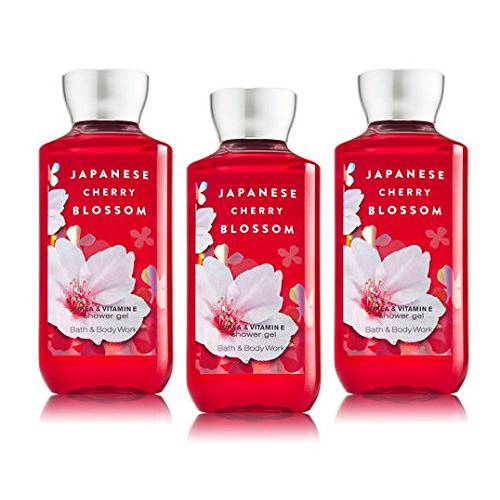 Japanese Cherry Blossom Shower Gel Body Wash - Set of THREE (3) bottles (10 oz ea)  Bath & Body Works Signature Collection