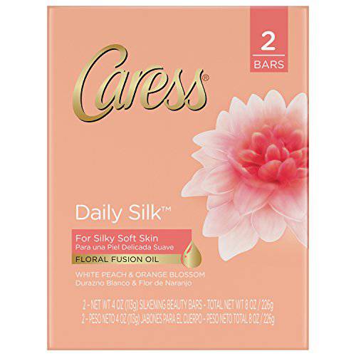Caress Beauty Bar Soap For Silky, Soft Skin Daily Silk With Silk Extract and Floral Oil Essence, 2 x 4 Ounce (Total of 8 ounce)