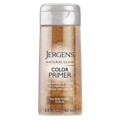 Jergens Natural Glow Color Primer Exfoliating In-Shower Body Scrub, 5.5 Ounces