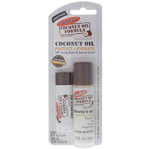 Palmer’s Coconut Oil Formula Protect & Hydrate Duo Pack, SPF 15 Lip Balm & Multi-Purpose Swivel Stick (Set of 2)