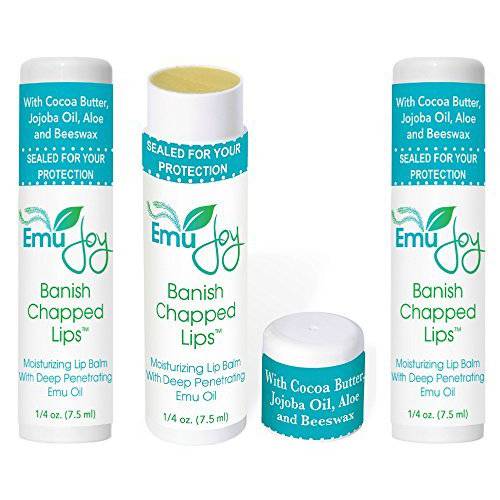 Banish Chapped Lips Emu Oil Lip Balm for Severe Dry Lips Jumbo Tube 3 Pack
