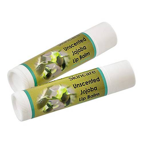 2 Pack UnscentedLip Balms with over 70% Jojoba Oil. 100% Natural with Beeswax. Naturally Moisturizing. By Desert Oasis Skincare (.15 oz/4.6 gm)