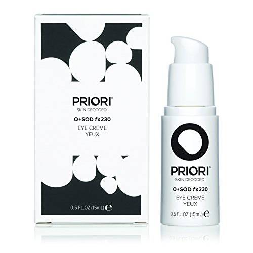 Priori Skincare Eye Crème with CoQ10 Lactic Acid Retinol Caffeine SOD Age Defying Eye Cream Corrective Hydrating Rejuvenating Eye Treatment 0.5 fl oz