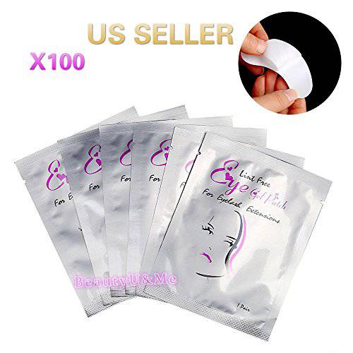 BeautyU&Me 100 Pairs Eye pads Eyelash Pad Gel Patch Lint Free Lashes Extension Mask Eyepads Beauty Tool