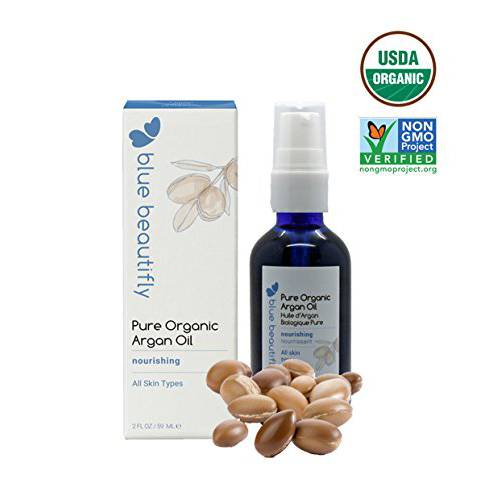 Blue Beautifly Pure Organic Argan Oil. Nourishes the Skin Instantly. 2 fl oz.