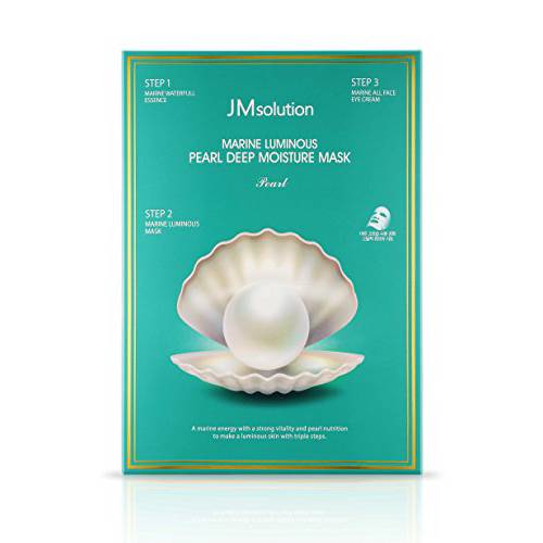 JM Solution Marine Luminous Pearl Deep Moisture 3 Step Mask - Korean Skincare Facial Mask - boosting Brightening Moisturizing-10 Sheets for Dry Skin
