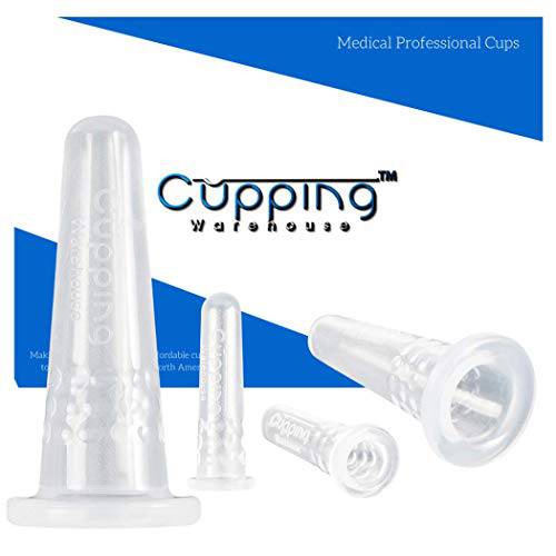 Cupping Warehouse Grip Classic 4 Facial Cupping Set -Professionals and Self Care Home Spa for Face Eyes Lips Neck Scars Lymph Sinus Drainage Anti Aging Wrinkle Reducing Massage Cupping Therapy Sets