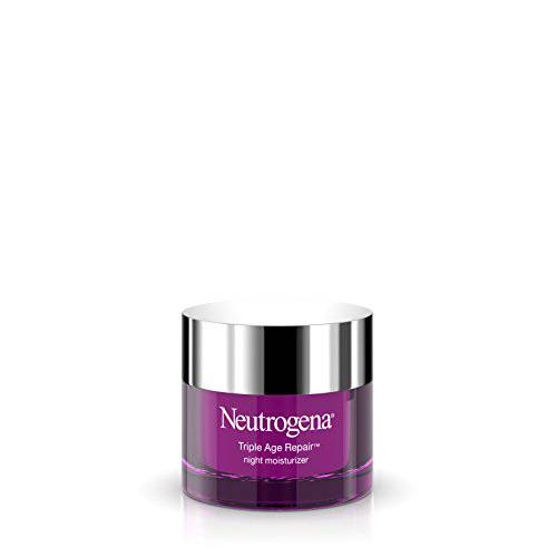 Neutrogena Triple Age Repair Anti-Aging Night Cream with Vitamin C Fights Wrinkles & Even Tone, Dark Spot Remover & Firming Anti-Wrinkle Face & Neck Cream Glycerin & Shea Butter, 1.7 oz