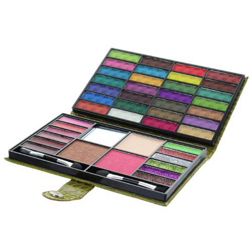 Beauty Revolution 43 Color Makeup Purse With 28 Eyeshadow 1 Blush 1 Press Powder 6 Glitter 6 Lip Gloss 1 Bronzer All In One Foldable Palette (Large-Brown) by BeautyezShop
