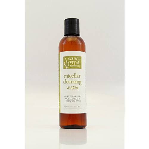 Micellar Cleansing Water by Source Vitál Apothecary | Natural, Gentle Makeup Remover & Cleanser for All Skin Types | Non-Greasy & Vegan Formula | 8.39 Fl. Oz.