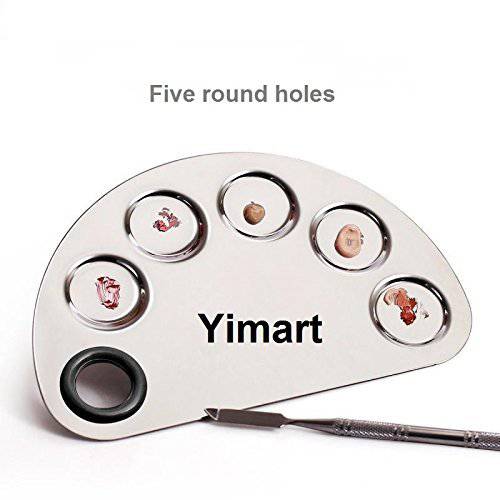 Yimart® Pro Stainless Steel Makeup Cosmetic Artist Five Holes Mixing Pallete Spatula