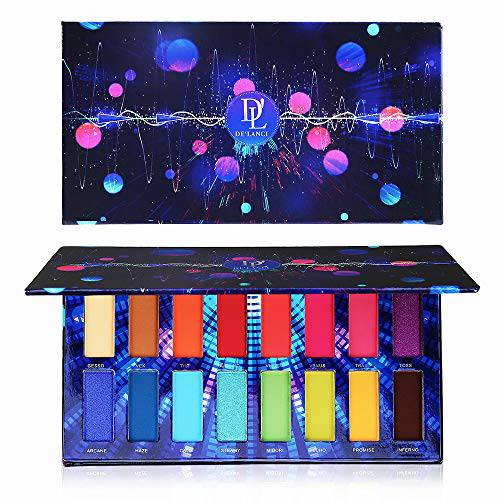 DE’LANCI Bright and Pigmented Eyeshadow Palette Makeup, Matte and Shimmer Colorful Eye Shadow Pallet Long Lasting, Vibrant Rainbow Red Purple Blue 16 Colors Eyes Shade Palette Make up - Heartquake