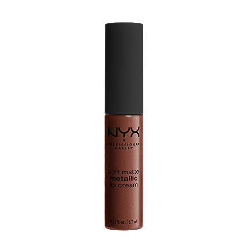 NYX PROFESSIONAL MAKEUP Soft Matte Metallic Lip Cream, Liquid Lipstick - Dubai (Medium Cool Brown)