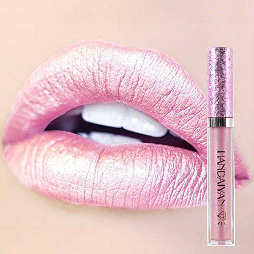 DONGXIUB Metallic Diamond Liquid Glitter Shimmer Lipstick Nonstick Cup Makeup Lip Gloss (A)