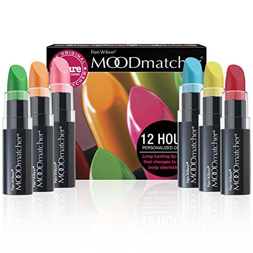 Fran Wilson MOODmatcher Lipstick, 6PC Collection of the Original Color-Change Lipstick - Maskproof, 12 HOUR Long Wear, Enriched with Aloe & Vitamin E for Ultra-Hydration and Moisture, 0.12 Oz each