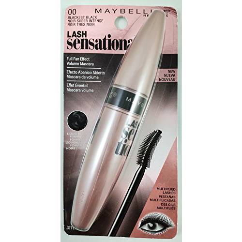 Maybelline New York Lash Sensational Mascara, Blackest Black 0.32 oz (Pack of 2)