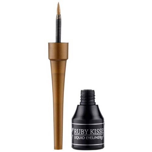 Ruby Kisses Classic Liquid Eyeliner, Smudgeproof Long Lasting Eye Makeup with Felt-Tip Applicator (1 PACK, Shiny Gold)