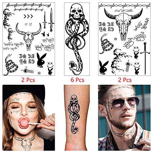 Comdoit 4 Sheets Halloween Face Tattoos for Adults Women Men Festival Face Temporary Tattoos Stickers Halloween Costume Accessories Halloween Party Favor Supplies