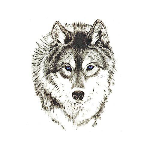Set of 5 Waterproof Temporary Tattoo Stickers 3D Wild Cool Wolf Animals Design Body Art (SF3003)