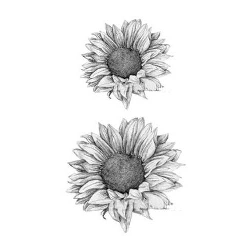 SanerLian Set of 5 Waterproof Temporary Fake Tattoo Stickers 3D Grey Sunflowers Vintage (Design 3)