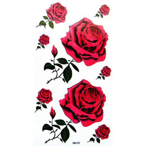 King Horse GGSELL Waterproof Sexy red Roses Tattoo Sticker for Girls
