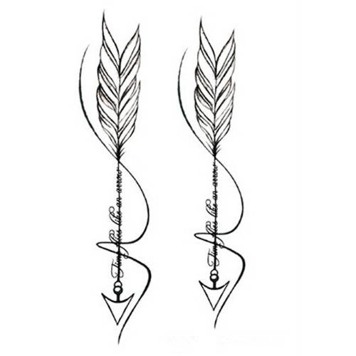 SanerLian Waterproof Temporary Fake Tattoo Stickers Cool Grey Feather Arrow Design Set of 2