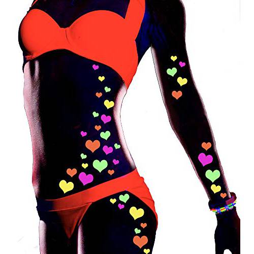 Sasswear Blacklight Heart Body Stickers - Neon, 40/pk