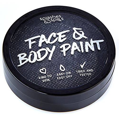 Water Activated Face and Body Paint - Black, 18g Cake Tub - Pretend Costume and Dress Up Makeup by Splashes & Spills
