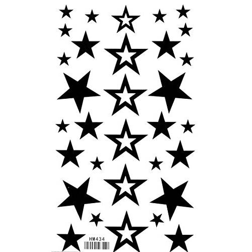 Star Temporary Tattoos Taterproof Tattoo Stickers Non-toxic Solid Hollow 5 Pointed Tattoo Stickers