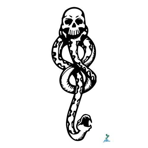 Yeeech Temporary Tattoos Stickers Waterproof Magic Snake Skull Designs Black for Arm (2 Sheets)