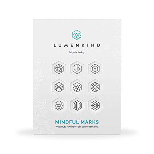 LumenKind, Mindful Marks (Charcoal) 31 Tiny Temp Tattoo Mindfulness Stickers - Wearable Reminders for your Intentions. Choose your Focus - Set your Intention - Renew your Commitment
