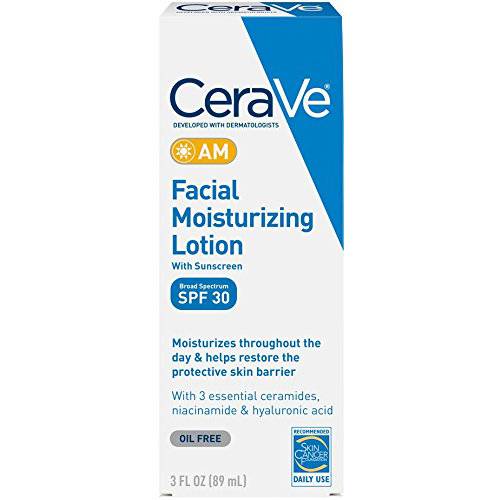 CeraVe Facial Moisturizing Lotion AM SPF 30 | 3 Ounce | Daily Face Moisturizer with SPF | Fragrance Free