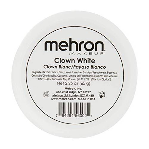 Mehron Makeup Clown White Professional Halloween Face Paint Cream Makeup (2.25 oz)