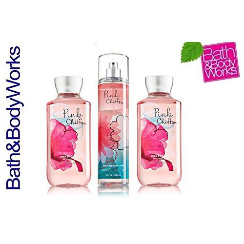 Bath & Body Works Signature Collection Pink Chiffon Gift Set 2 Shea Enriched Shower Gel & Fine Fragrance Mist Lot of 3 Full Size