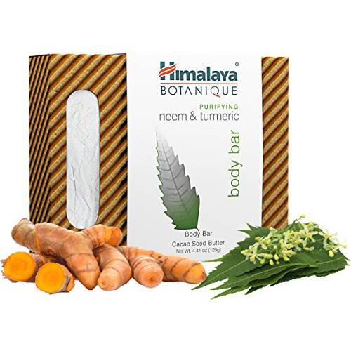 Himalaya Botanique Purifying Body Bar for a Total Body Deep Cleaning for Oily and Acne Prone Skin , Purifying Neem & Turmeric, 4.41 Ounce