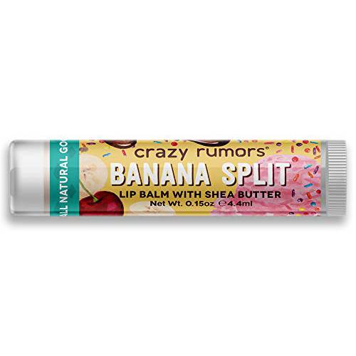 Crazy Rumors Banana Split Lip Balm. 100% Natural, Vegan, Plant-Based, Made in USA.