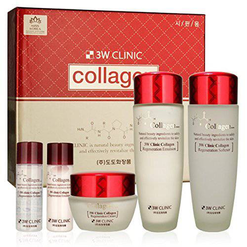 3W Clinic Collagen Skin Care 3 Set : Softener(150ml),Emulsion(150ml),Cream(60ml),Softener(30ml),Emulsion(30ml)